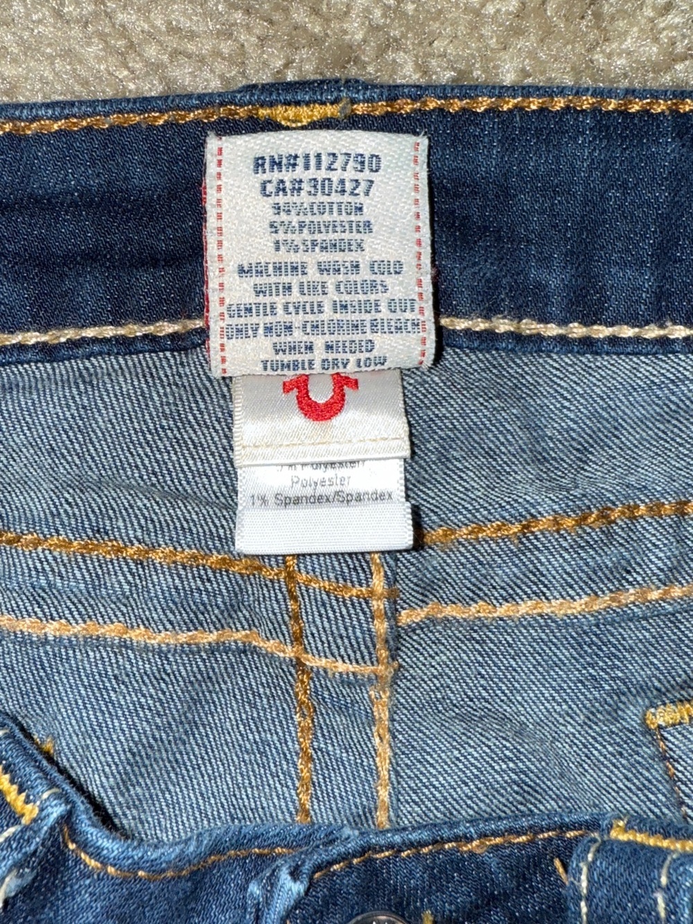 True Religion Jeans in Mid Blue with Gold Stitching - Picture 2 of 7